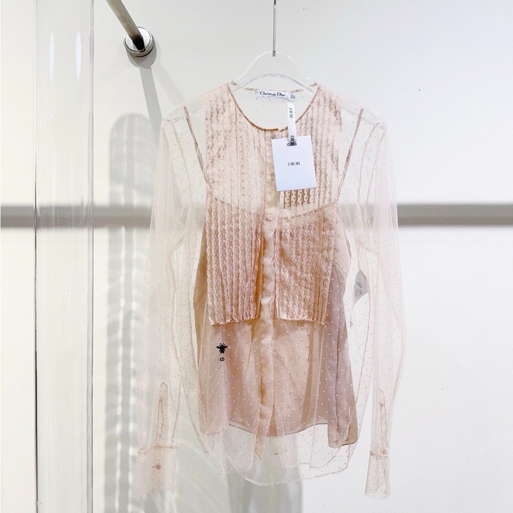 Authentic Dior Soft Pink Sheer Blouse